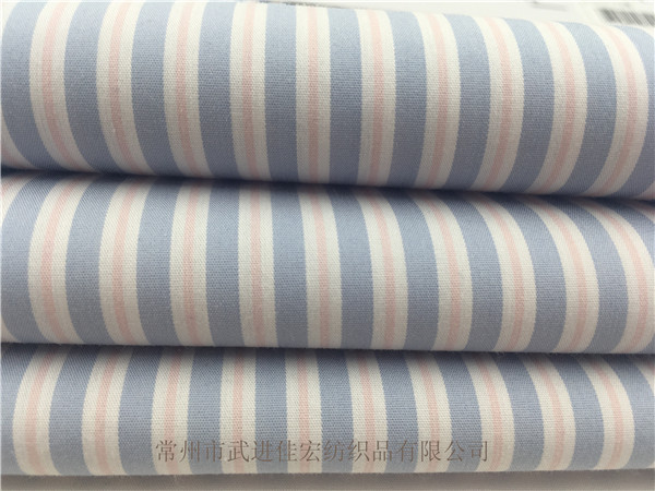 彈力條子布 ，60S色織棉滌彈力布